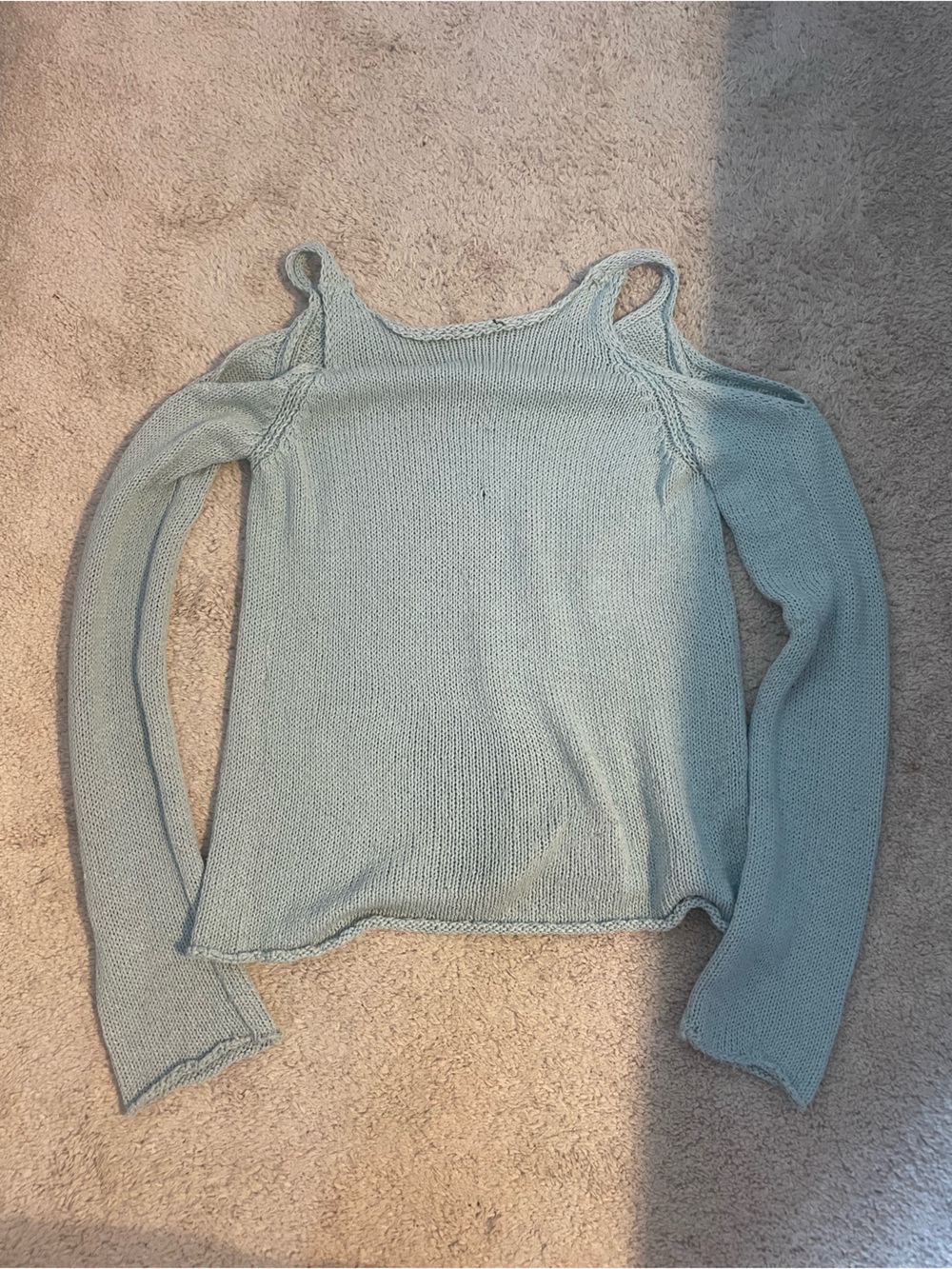 Women's Off-Shoulder Light green Knit Sweater